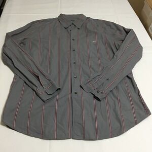 Lacoste Long Sleeve Button Up Shirt Mens Size 44 (XL) Gray Striped Pocket